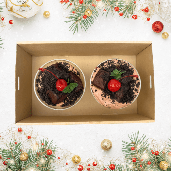 Chocolate Cherry Mousse & Brownie Cup