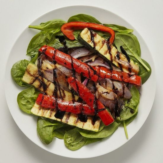 Grilled Vegetable & Spinach Salad