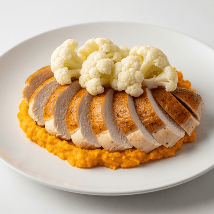 Roast Chicken with a Sweet potato Mash & Veggies