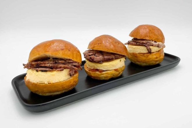 Breakfast Milk Bun with Egg & Cheese Frittata - traditional or vegetarian