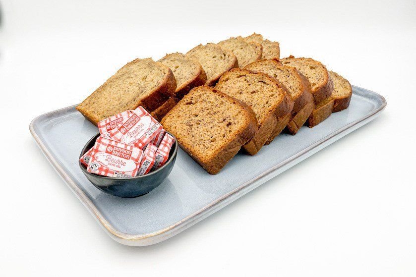 Banana Bread Slices with Butter