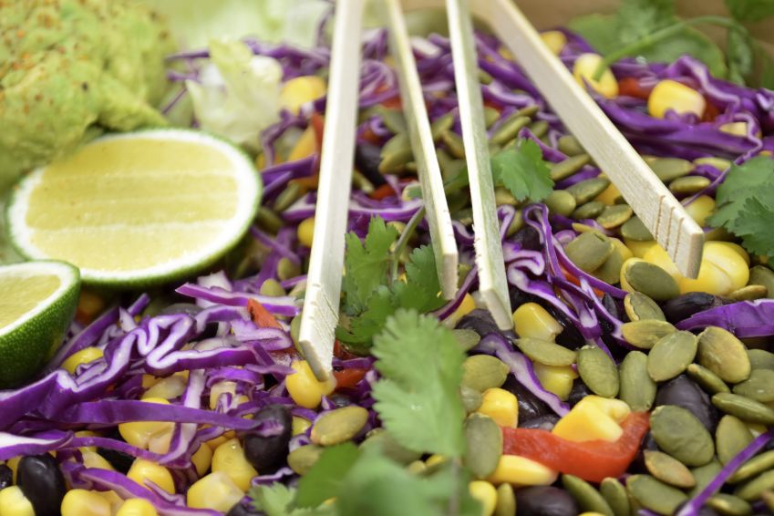 Shared Red Cabbage Slaw w Smashed Avocado