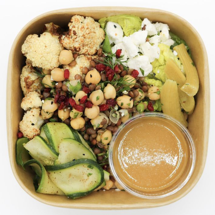 Middle Eastern Chickpea, Vegetable & Feta Salad Bowl