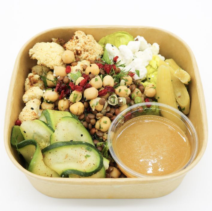 Middle Eastern Chickpea, Vegetable & Feta Salad Bowl