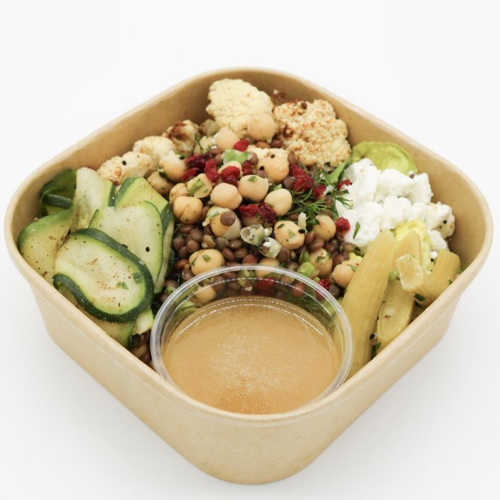 Middle Eastern Chickpea, Vegetable & Feta Salad Bowl