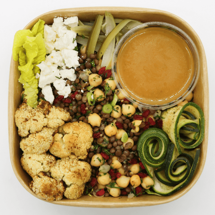 Middle Eastern Chickpea, Vegetable & Feta Salad Bowl