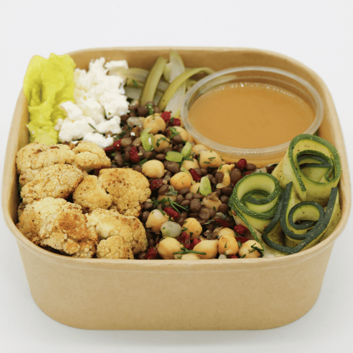 Middle Eastern Chickpea, Vegetable & Feta Salad Bowl
