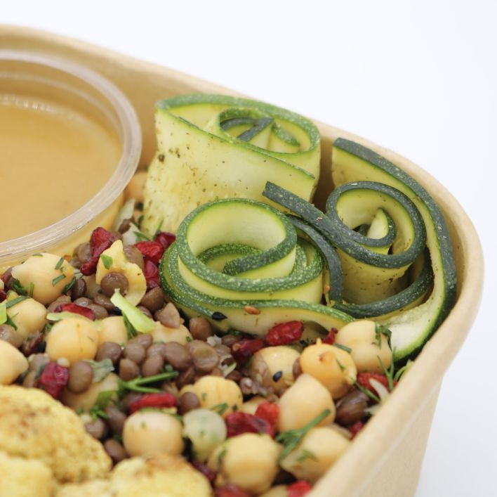 Middle Eastern Chickpea, Vegetable & Feta Salad Bowl