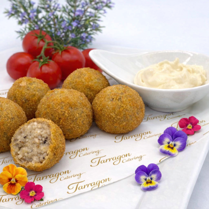 Arancini - Truffled Mushroom & Parmesan (VEG) served with aioli.