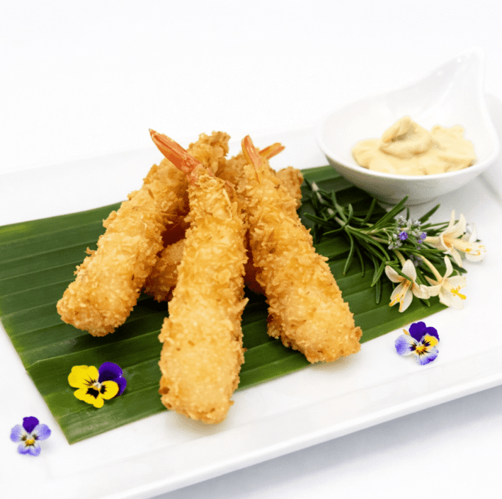 Coconut King Prawns Served with Miso Mayo