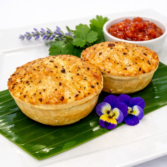 Gourmet Beef Burgundy Pies - served with tomato sauce