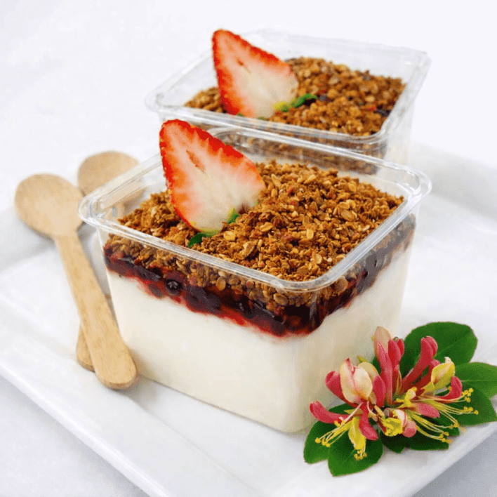 Yoghurt Pots (250ml) - With Muesli and Fruit Coulis