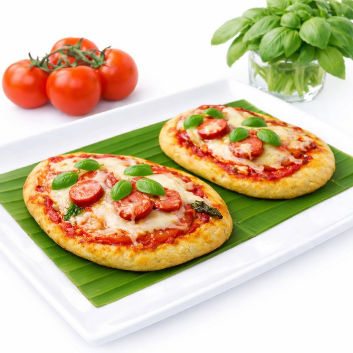 Greek Pita - With Mykonos tomato salsa, loukaniko , basil, fire roasted peppers, tasty and Halloumi cheese.