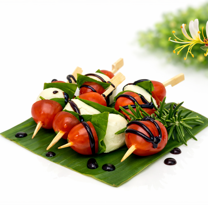 Bocconcini, Cherry Tomato, Balsamic glaze & Basil Skewer (GF)