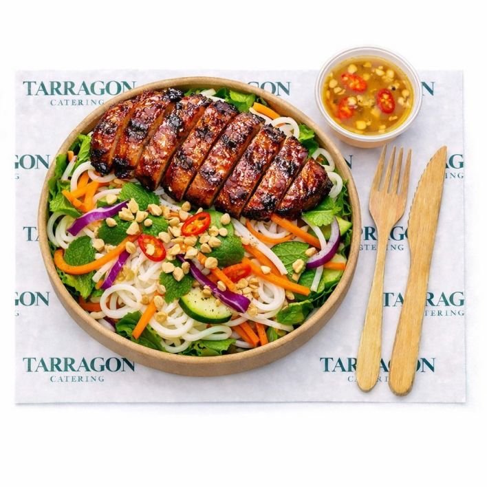 Homemade Grilled BBQ Pork & Noodle Salad (Main Couse) - Vietnamese Style marinated Pork in Asian Style Noodle Salad