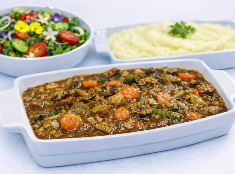Slow Cooked Beef and Ale, Paris Mash and Salad