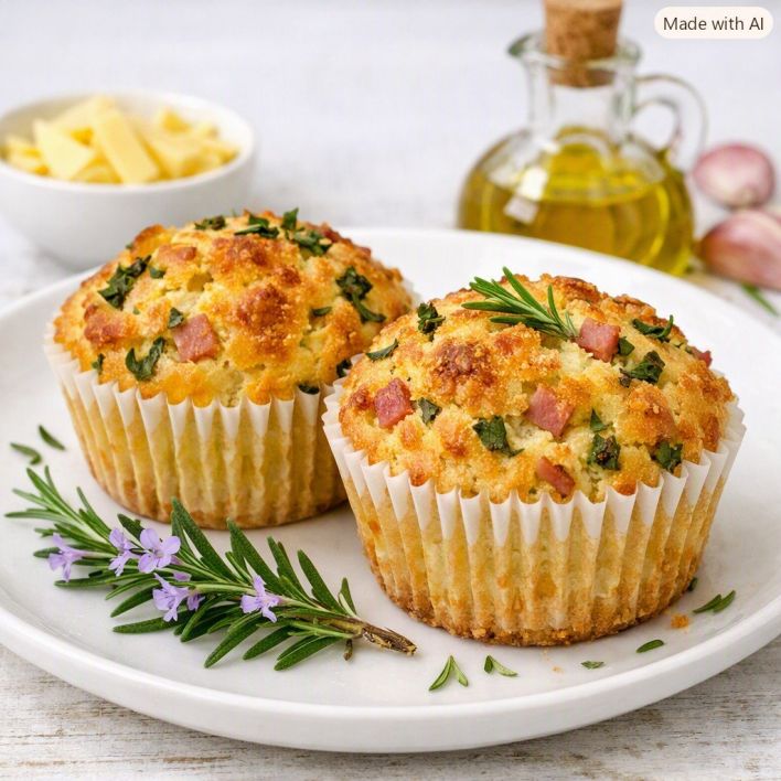 Gluten Free Savoury Muffin with Ham, cheese and chives