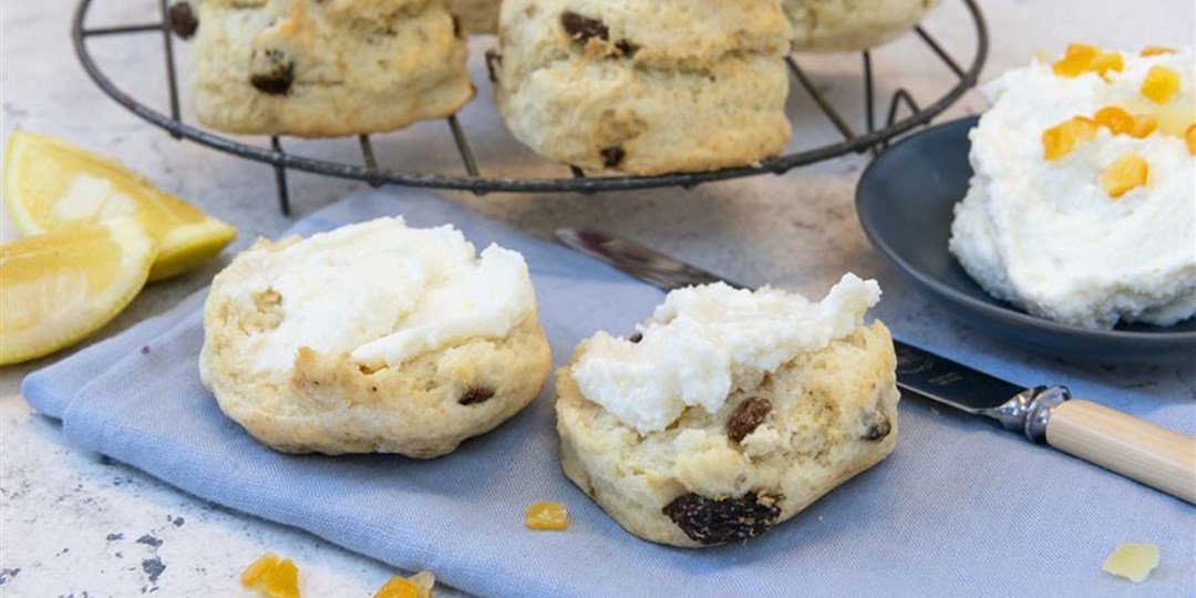 Healthy Office - Mixed fruit scones served with lemon ricotta & honey