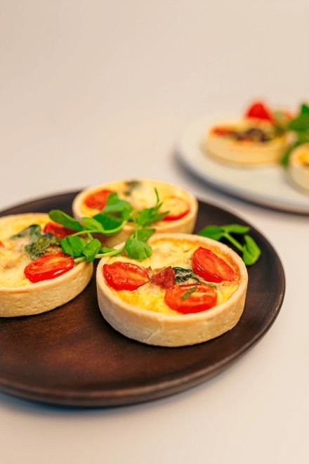 Breaky Tart, served warm - Egg, bacon, bocconcini, cherry tomato gf / nf