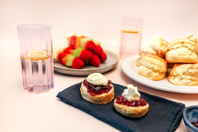 Open House Baked Scones with jam and cream nf