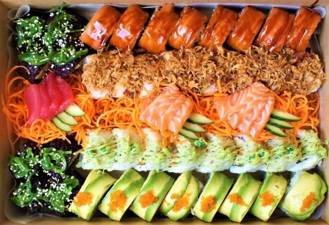 Rainbow Deluxe Sushi Platter - 52 pieces +Sesame