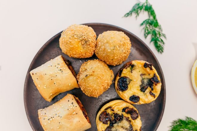 Seasonal Mushroom Arancini, vegan aioli gf / vgn / nf