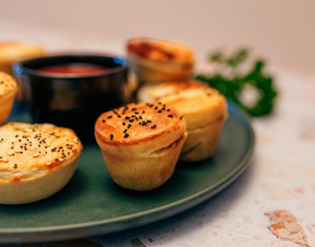 Vegetable Pot Pies, w tomato sauce gf / vgn / ff / nf