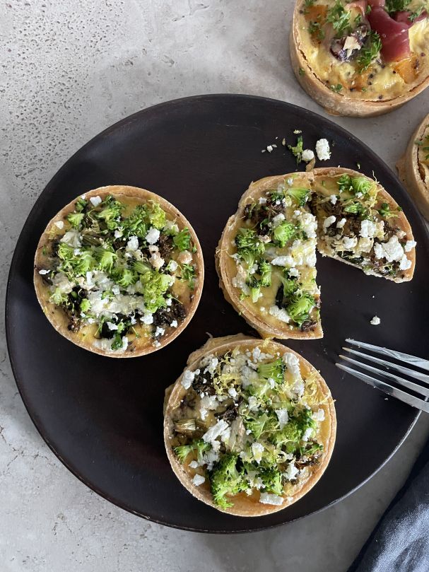 Roasted zucchini & broccoli baked egg tart veg / nf 
