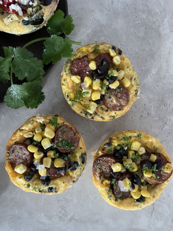 Mexicana Frittata corn, black bean, chorizo, coriander & red onion gf / nf