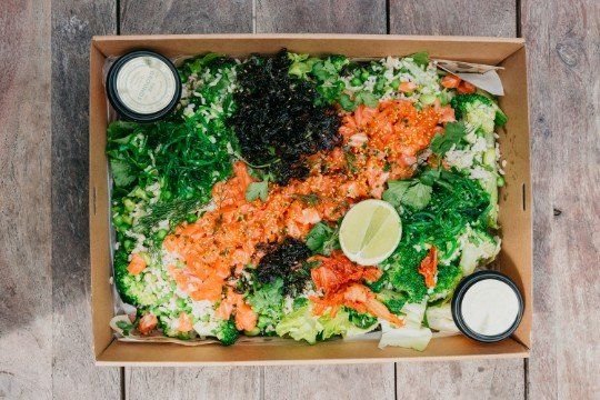 Raw Salmon Poke Salad