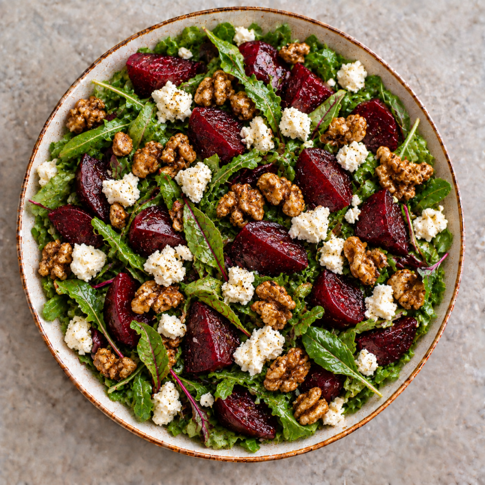 Roasted Beetroot with Toasted Walnut & Goat Cheese Salad
