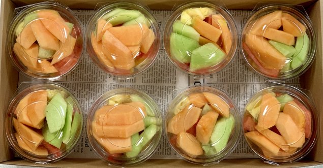 Fruit pots of chopped seasonal fruit