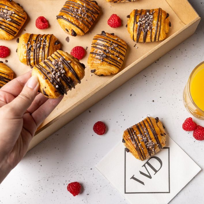 Box of mini chocolate croissants