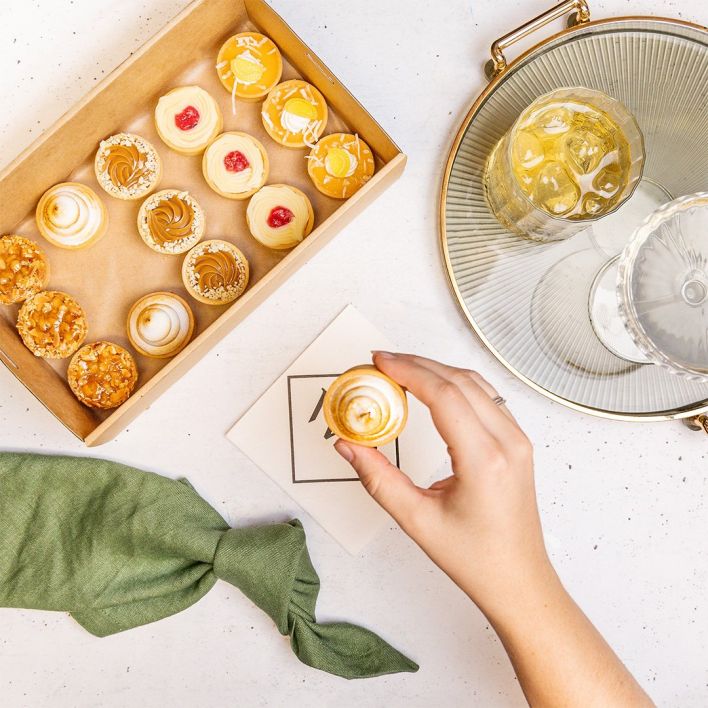 Box of assorted flavoured petit tarts