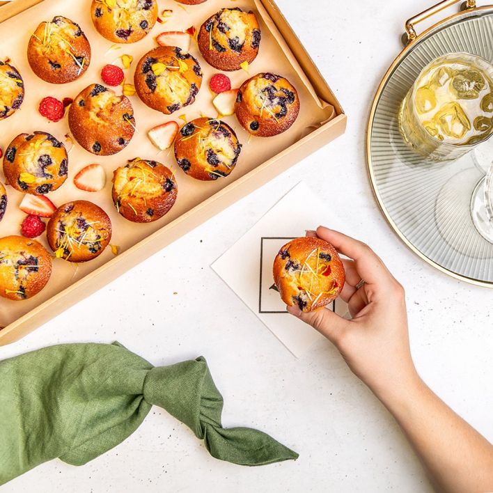 Box of blueberry friands