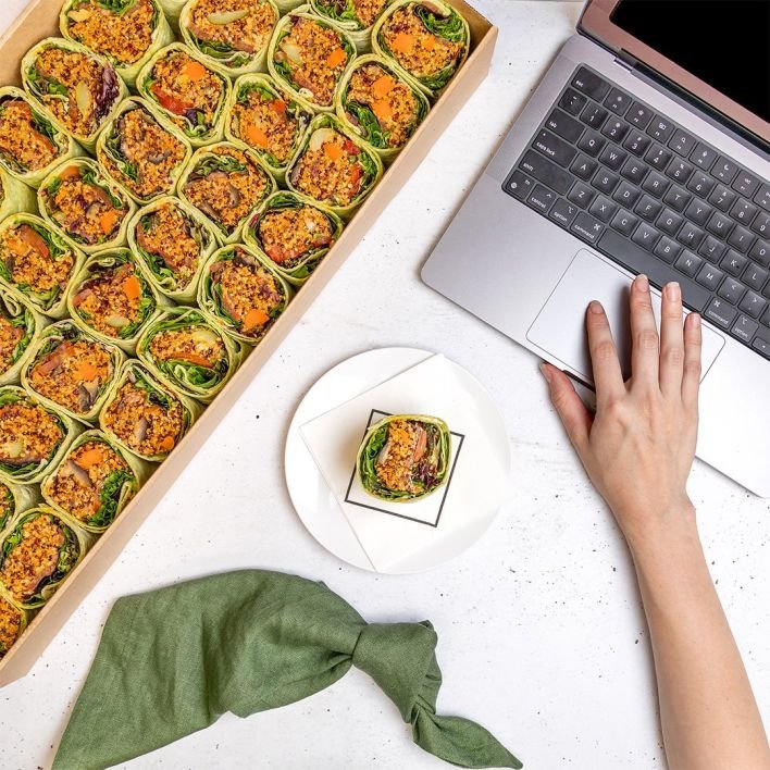 Box of tandoori vegetable wraps