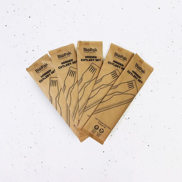 Disposable knife, fork & napkin pack